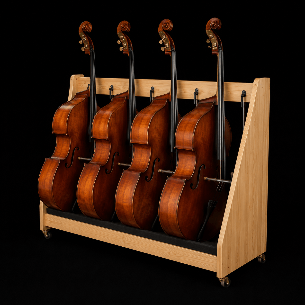 rack fuer vier kontrabaesse